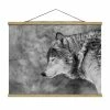 WallArt Stoffbild Mit Posterleisten - Winter Wolf In Schwarz-Weiß