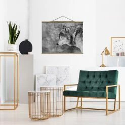 WallArt Stoffbild Mit Posterleisten - Winter Wolf In Schwarz-Weiß 9 WallArt Stoffbild Mit Posterleisten - Winter Wolf In Schwarz-Weiß -JYOKO-Shop wallart stoffbild mit posterleisten winter wolf in schwarz weiss 2