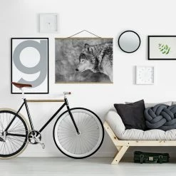 WallArt Stoffbild Mit Posterleisten - Winter Wolf In Schwarz-Weiß 10 WallArt Stoffbild Mit Posterleisten - Winter Wolf In Schwarz-Weiß -JYOKO-Shop wallart stoffbild mit posterleisten winter wolf in schwarz weiss 3