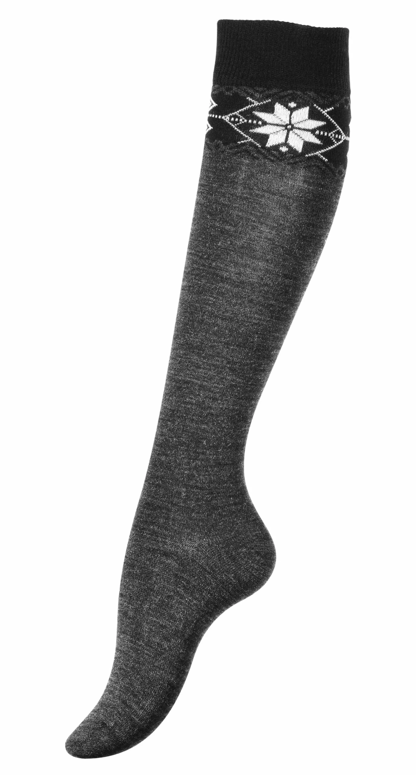 Yenita® 2 Paar Damen Winter-Kniestrümpfe In Schwarz/Anthrazit 2 Yenita® 2 Paar Damen Winter-Kniestrümpfe In Schwarz/Anthrazit – Bild 2