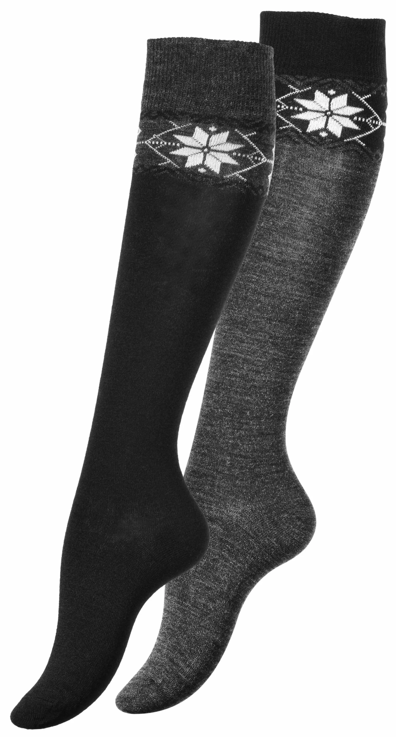 Yenita® 2 Paar Damen Winter-Kniestrümpfe In Schwarz/Anthrazit 1 Yenita® 2 Paar Damen Winter-Kniestrümpfe In Schwarz/Anthrazit